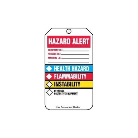 Accuform Safety Tags, HAZARD ALERT HMCIS, 5.75in x 3.25in, RP-Plastic, 25PK THS625PTP